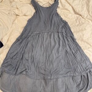 Blue Sleeveless Ruffle Dress